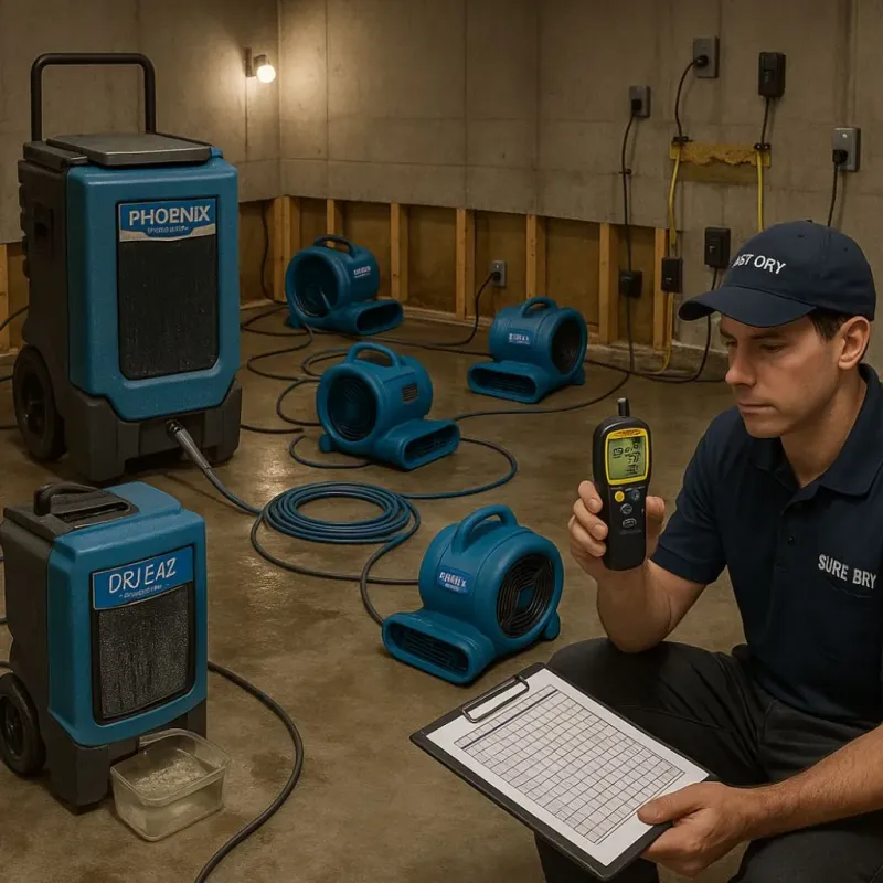 Structural Drying and Dehumidification process in Chicago Ridge, IL